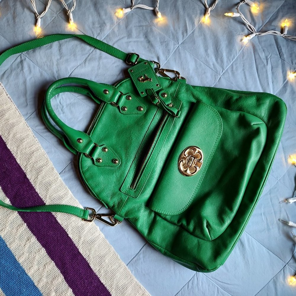 EMMA FOX fold over LG. Kelly Green Satchel Crossbody
